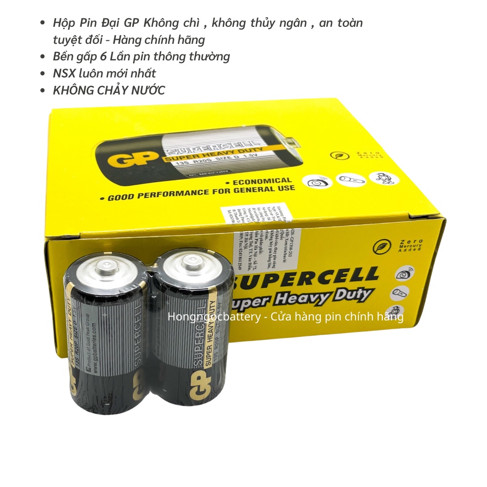 Hộp Pin Đại ( Pin D , R20 ) 1,5V GP Batteries Siêu Bền - Hàng chính hãng