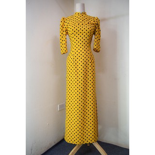 Áo dài chấm bi vai bồng (nhiều màu)