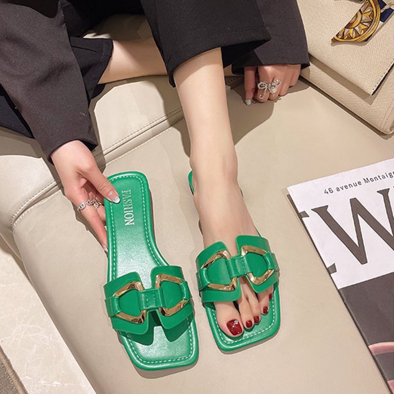 Dép xỏ ngón XIELUAIZTA đế bằng phối khóa thời trang mùa hè cho nữ