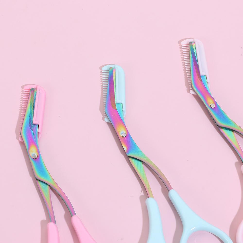 Bộ 2 / 4 / 6 Kéo Cắt Tỉa Lông Mày Trang Điểm Làm Đẹp Kèm Lược