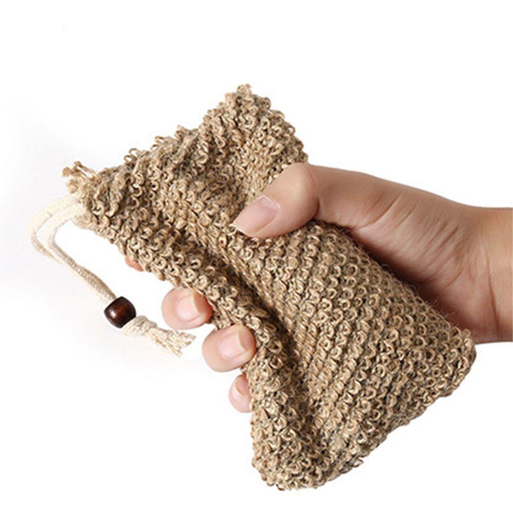 Set 5 Túi Lưới Đựng Xà Phòng Chống Trượt Có Dây Rút Hạt Gỗ Tiện Dụng