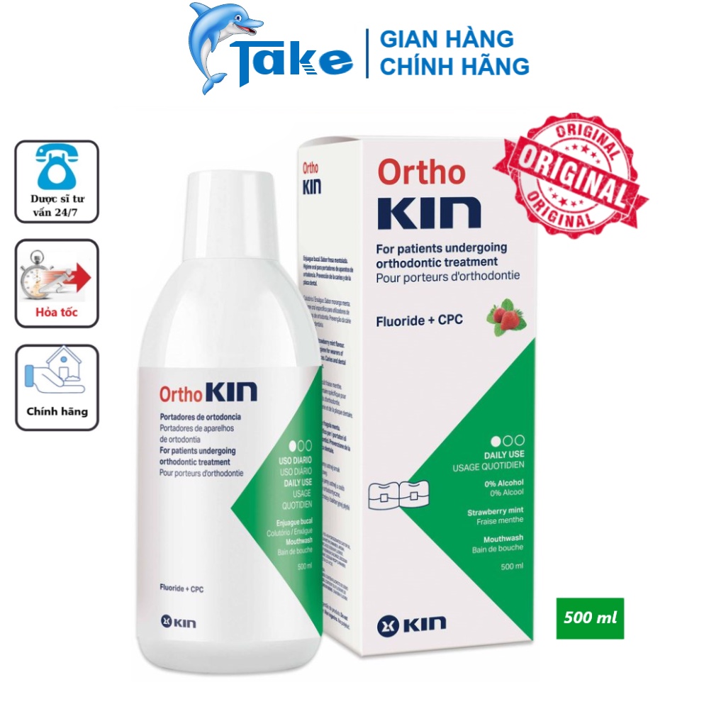 TAKE Store | Nước Súc Miệng Ortho Kin ® 500ML - Chuyên Dụng Cho Răng Niềng
