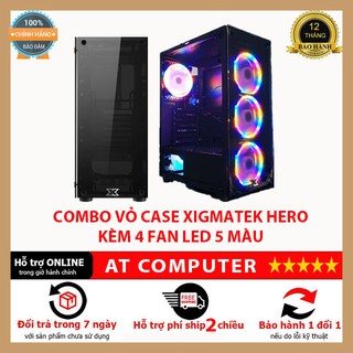 Vỏ case máy tính Xigmatek Hero - Kèm 4 fan - Gaming ATX - 2 mặt kính cường lực - ATcomputer