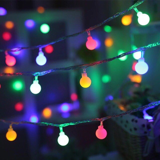 Đèn Led Trang Trí Dây Cherry Ball Treo Ngoài Trời Màu Sáng Ấm 6m cắm điện