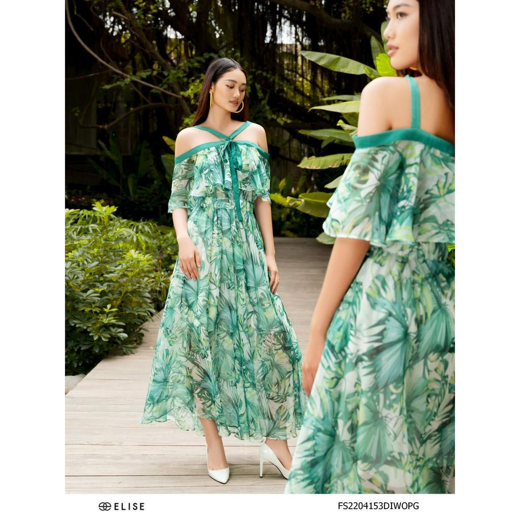 Đầm Maxi xanh voan quyến rũ Elise sz XL