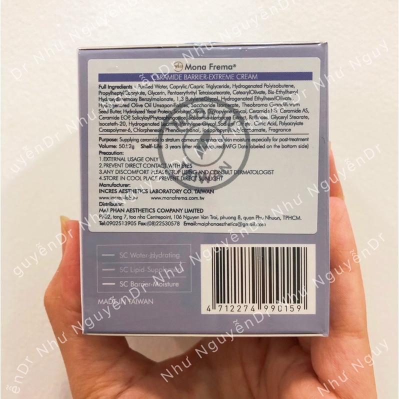 Mona frema CMS Ceramide Barrier-Extreme Cream 50g, Sản phẩm dưỡng da, củng cố hàng rào da,dưỡng ẩm, da sáng và mịn