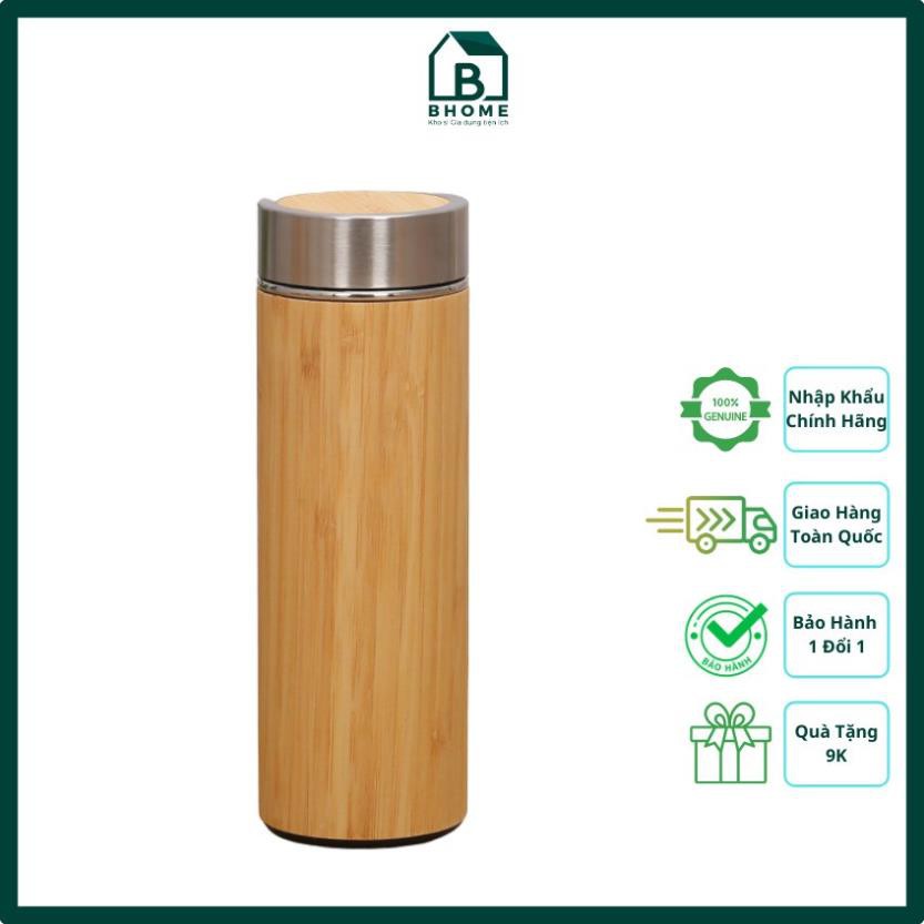 Bình giữ nhiệt vỏ tre tự nhiên BOSSI BGN05, thân tiện môi trường, có thể khắc laser tên/ logo, tặ