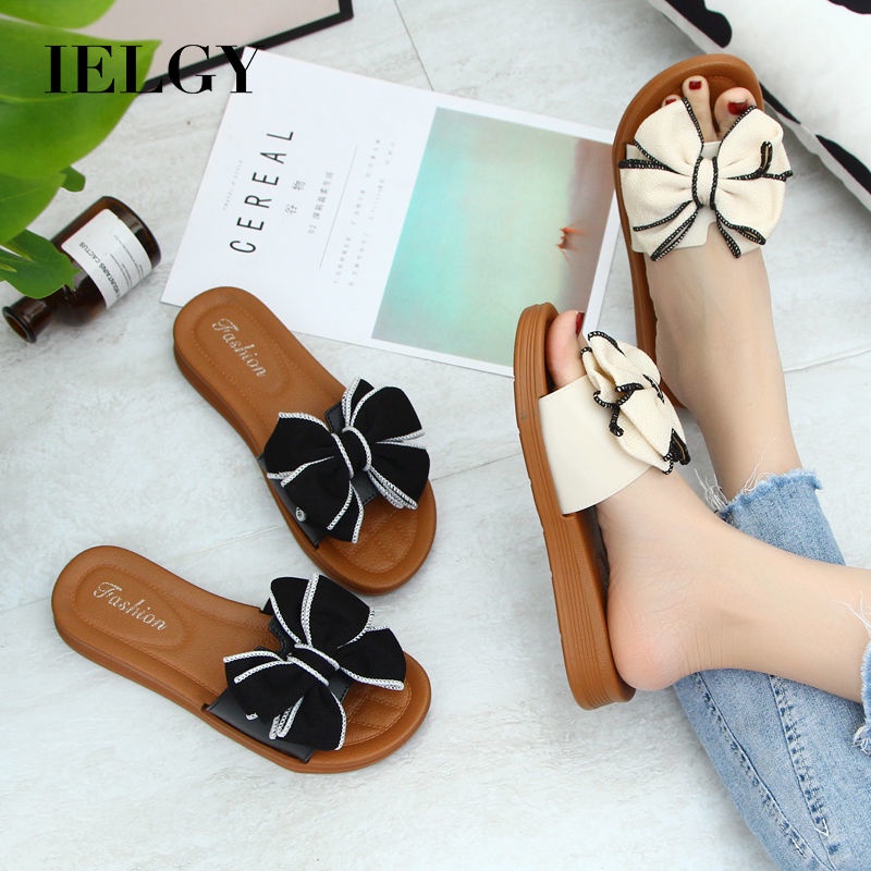 Dép đi biển IELGY đế xuồng chống trượt đính nơ thời trang cho nữ