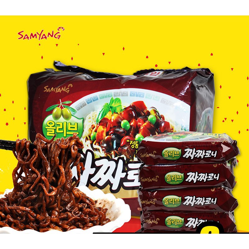 Mì tương đen và dầu oliu hàn quốc samyang trộn không cay 140g