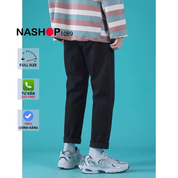 Quần vải jean bò baggy nam nữ quần jean bò baggy nam quần bò đen nam quần bò nam đẹp hot năm 2021 Nashop 1089
