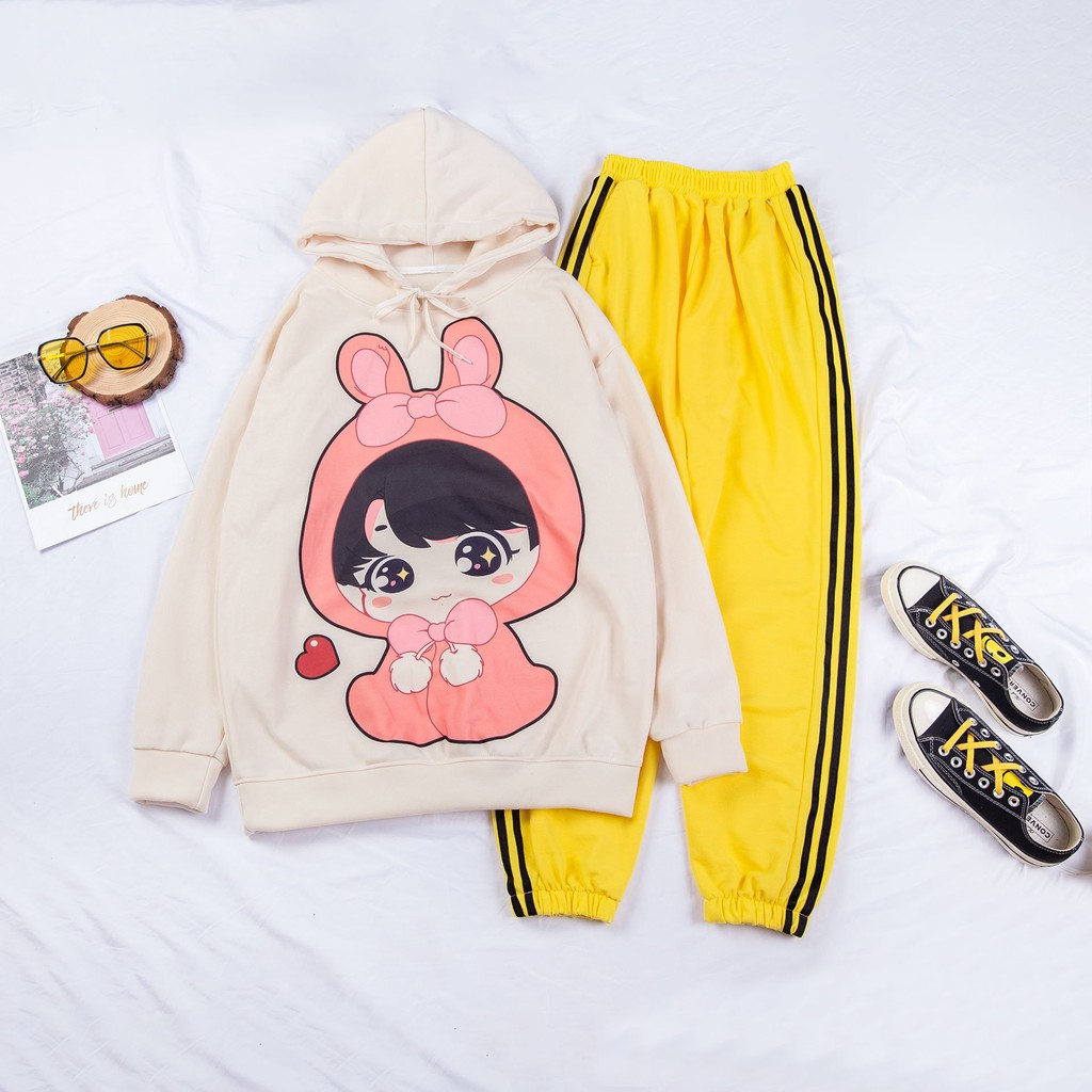 Áo Hoodie ❤️ Áo khoác nỉ Cotton 2 lớp trần bông form Unisex nam nữ - Chibi Yêu AK02