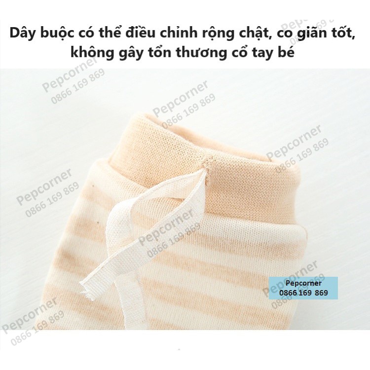 Bao tay organic cotton mềm mịn cho bé sơ sinh có thể điều chỉnh rộng chật co giãn tốt