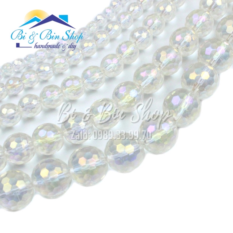 25 Viên Pha Lê Tròn Góc Nhuyễn 96 Mặt Làm Trang Sức Handmade