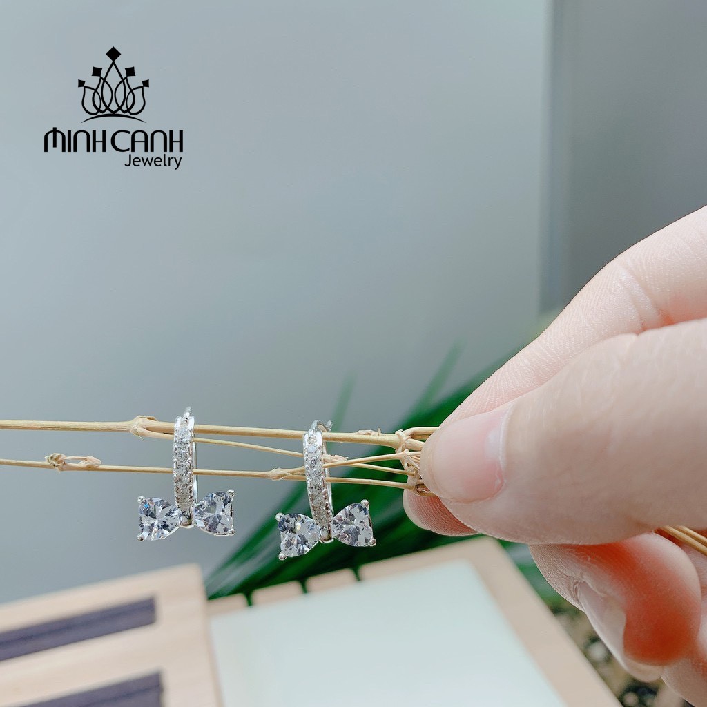 Bông Tai Bạc Hình Nơ Đính Đá - Minh Canh Jewelry