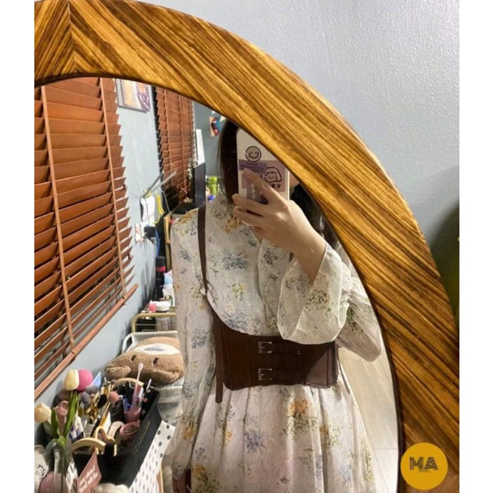 Áo nịt thắt lưng dây đeo bằng da gợi cảm loại 1 màu nâu cho nữ, gothic grunge retro vintage belt corset style