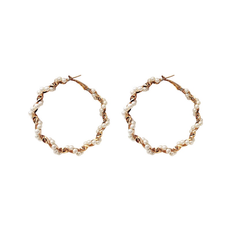 Khuyên Tai Kim Loại Đính Hạt Giả Ngọc Trai Thanh Lịch