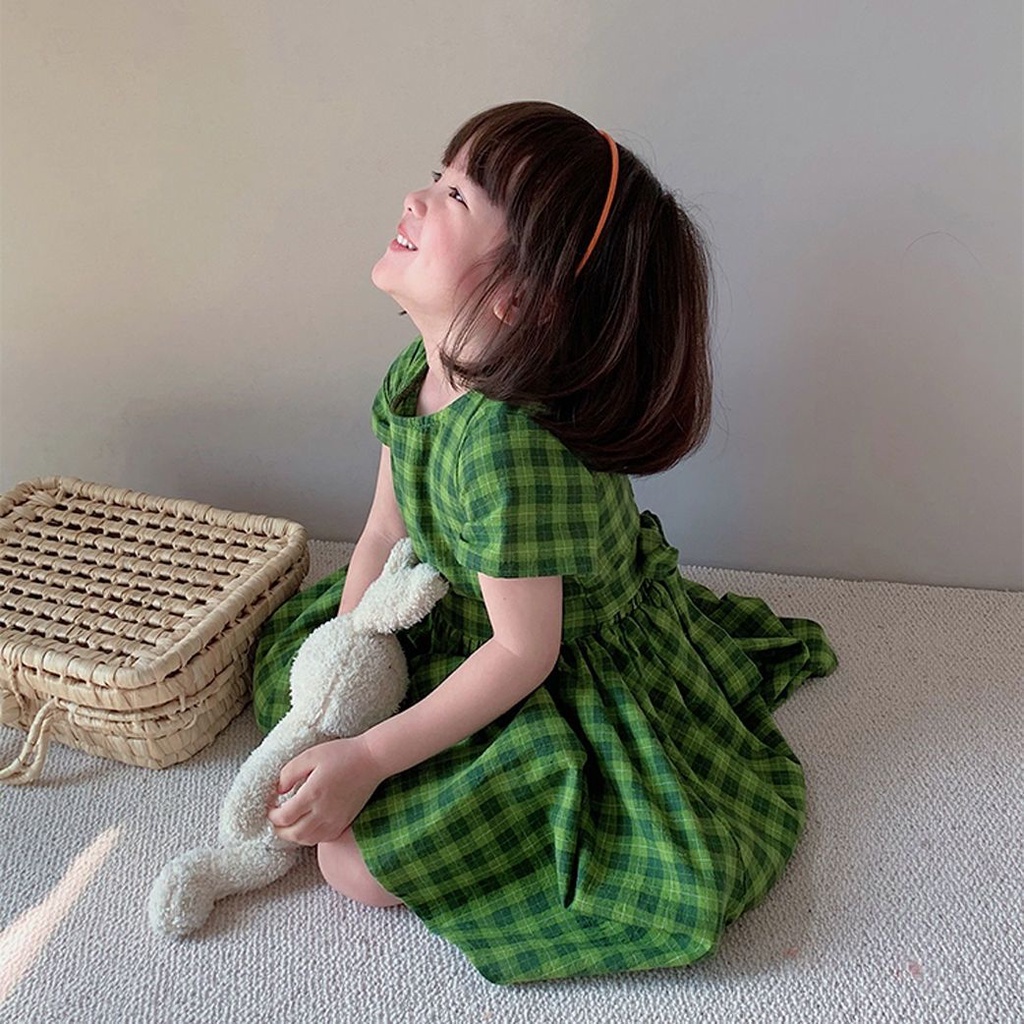 Đầm Công Chúa Mùa Hè Tay Cộc Dễ Thương Phong Cách Hàn Quốc Cho Bé Gái