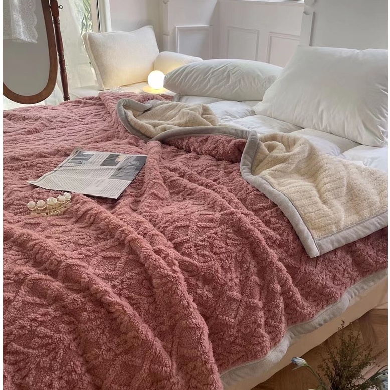 Chăn Lông Cừu , Chăn 𝓦𝓪𝓻𝓶 𝓫𝓵𝓪𝓷𝓴𝓮𝓽 Vặn Thừng 2M*2M3 Trơn Màu Cho Mùa Đông Ấm Áp
