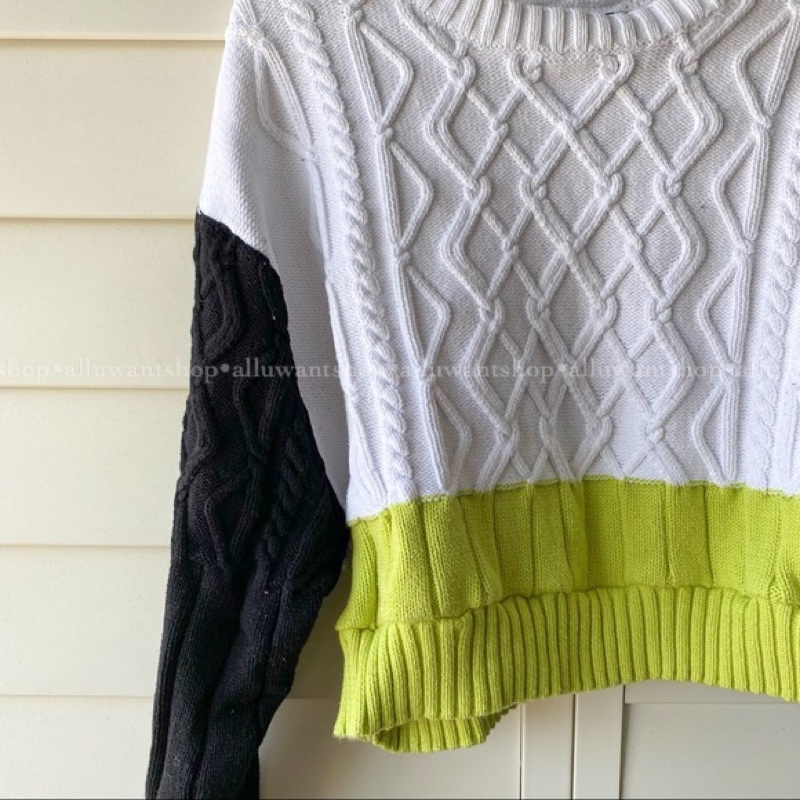 Áo len Cable Knit Sweater Kendall &amp; Kylie hàng XK