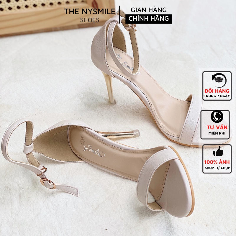 Giày cao gót nhọn 9cm quai ngang mảnh gót vàng - THENYSMIE - HICUP
