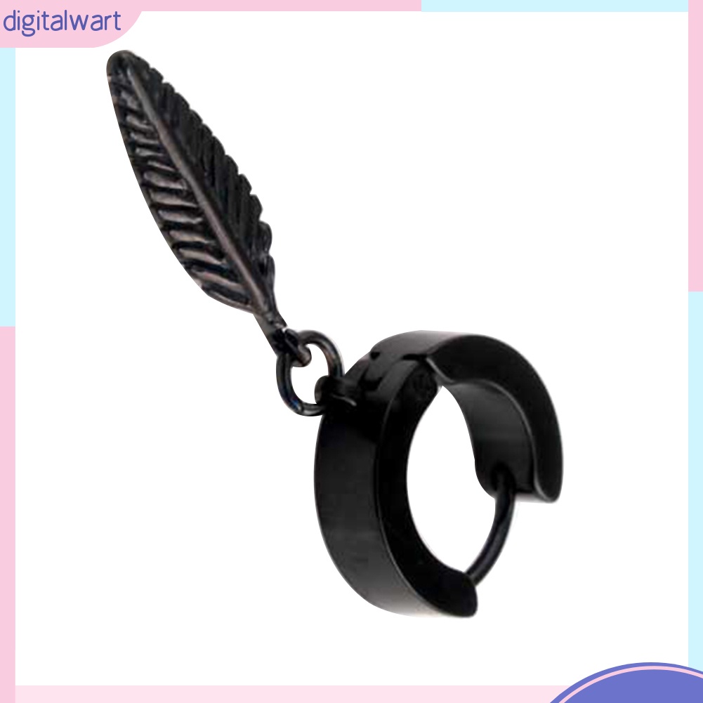 1 Chiếc Bông Tai Hình Lông Vũ Bằng Thép Không Gỉ Cá Tính Dành Cho Nam