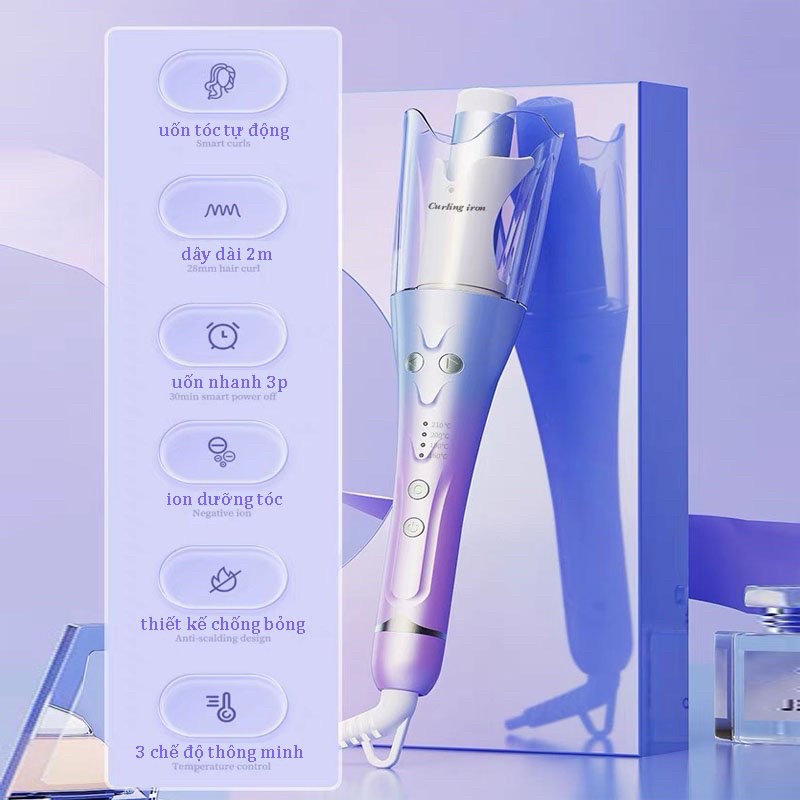 Máy uốn tóc xoăn tự động 360 chất liệu gốm sứ đường kính uốn 28mm - Curling Iron