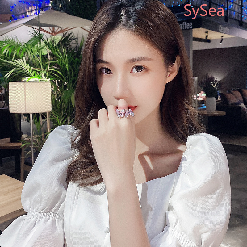 Nhẫn Hở Hình Bướm Đính Đá Zircon Thời Trang Cho Nữ