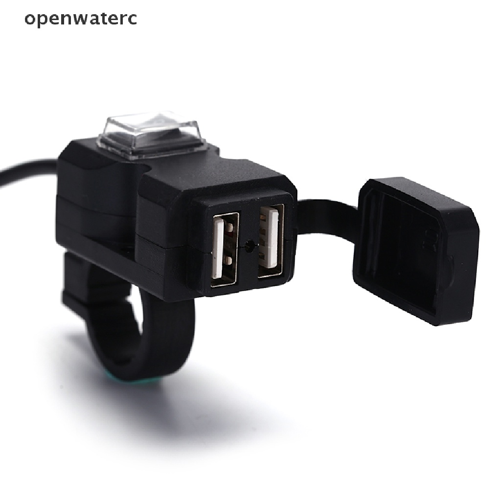 Ổ Cắm Sạc USB Kép 12V Kèm Công Tắc Và Giá Gắn Tay Lái Chống Nước Cho Xe Máy Vn