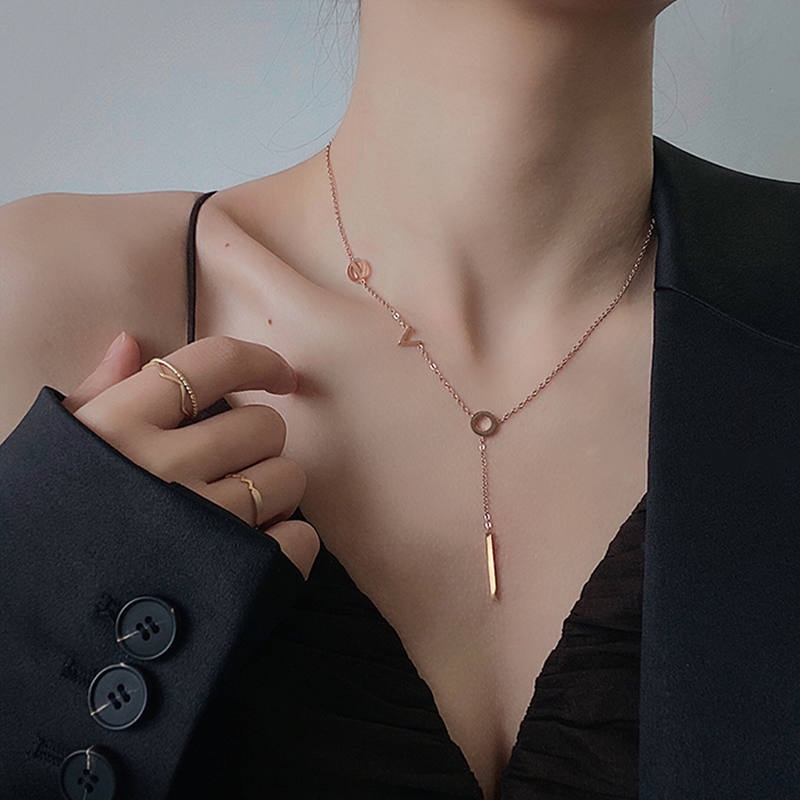 Dây chuyền titan nữ KHÔNG GỈ vòng cổ đẹp thiết kế chữ Love thời trang trang sức titan cao cấp phong cách ins hàn quốc 2021