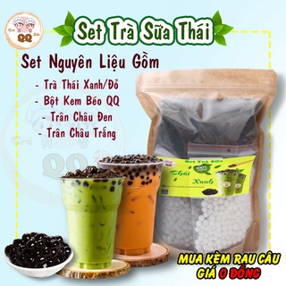Set Nguyên Liệu Làm Trà Sữa Thái Xanh - Đỏ Siêu To Khổng Lồ