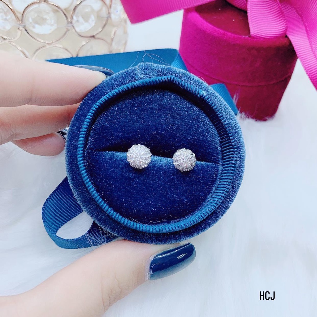 Bông tai nữ bạc thật quả cầu đính đá trắng sáng đẹp - Kho sỉ bạc Nhất LInh