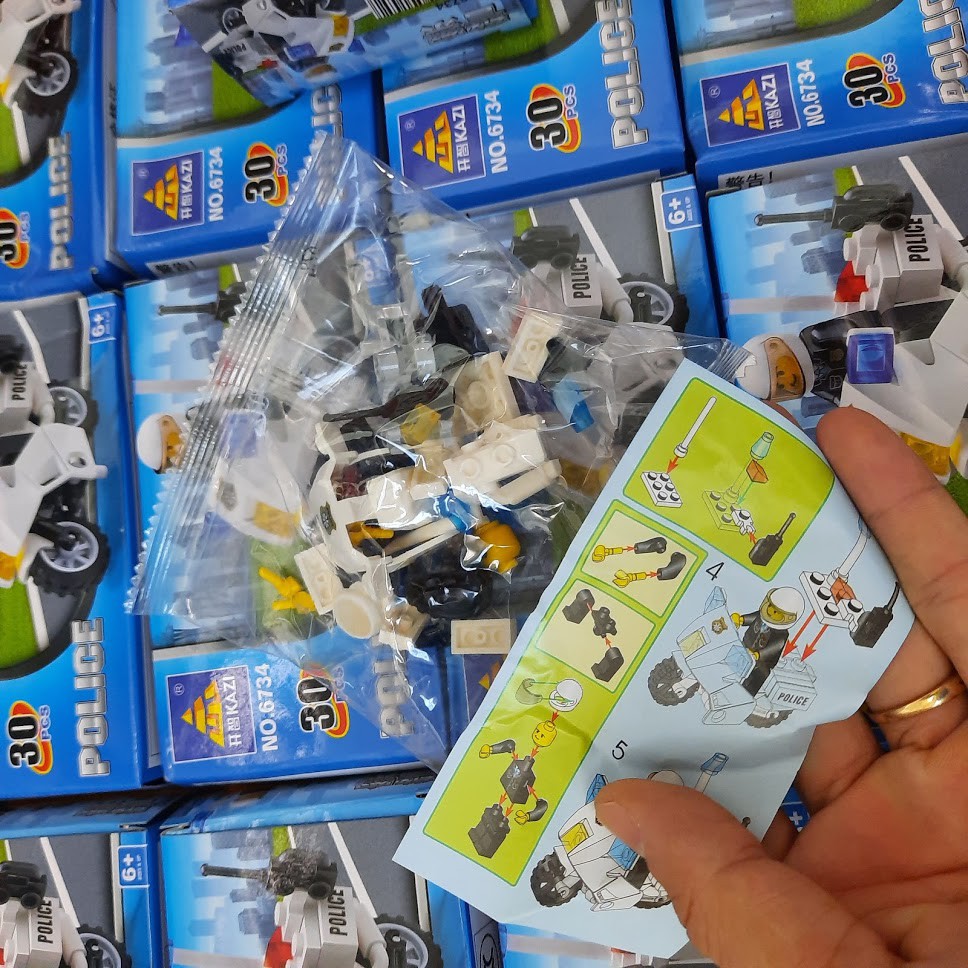 Lego xe mô tô cảnh sát đồ chơi trẻ em gồm 30pcs bằng nhựa cao cấp mã No.6734