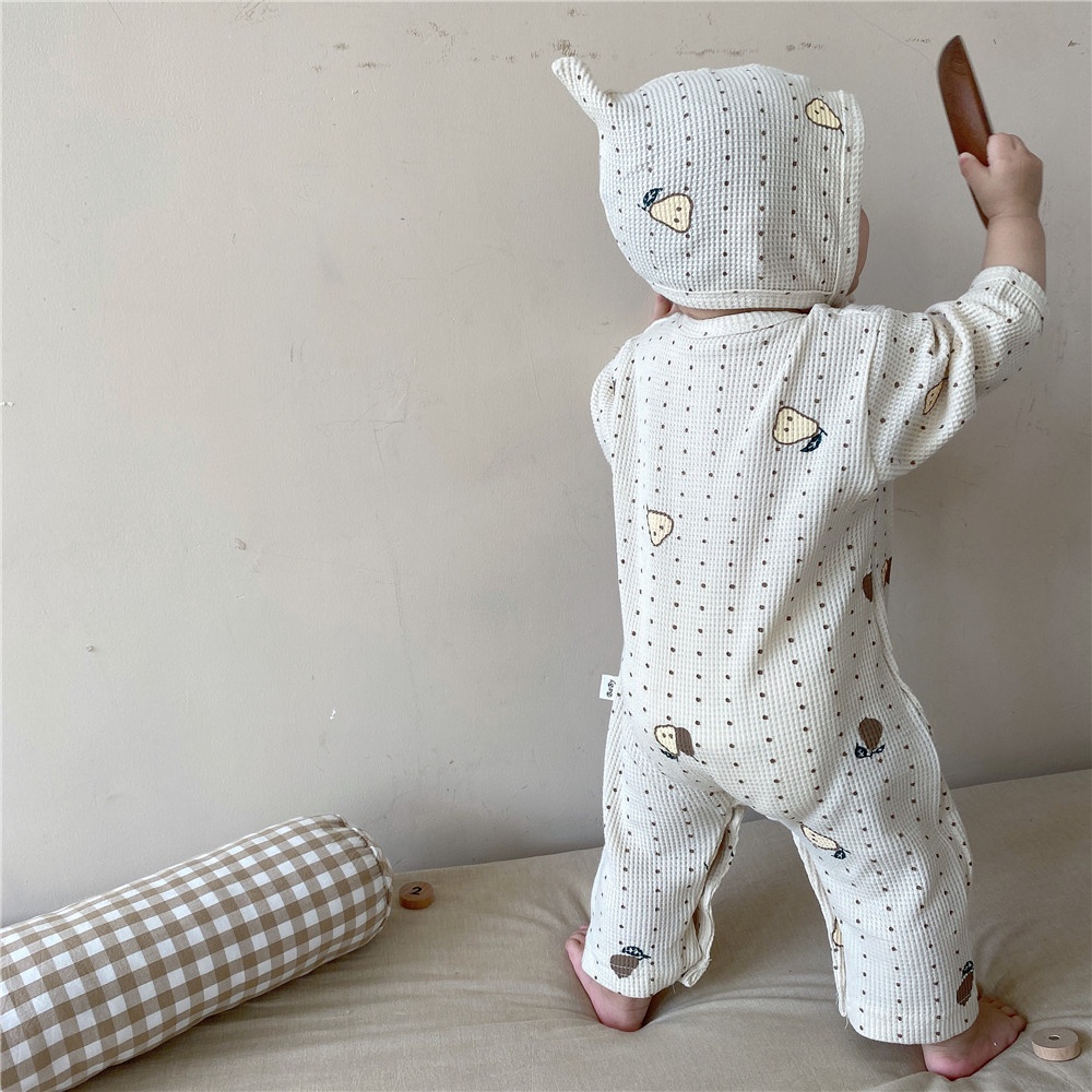 Bộ quần áo trẻ em thu đông họa tiết quả lê phong cách Hàn Quốc hàng cao cấp