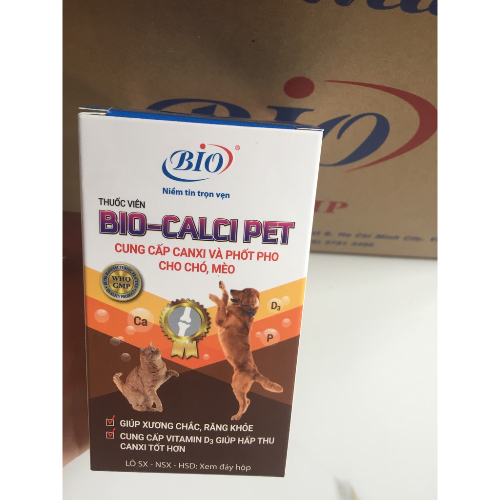 BIO- CALCI PET HỘP 30 VIÊN. CUNG CẤP CANXI CHÓ- MÈO CHẮC XƯƠNG , KHỎE RĂNG