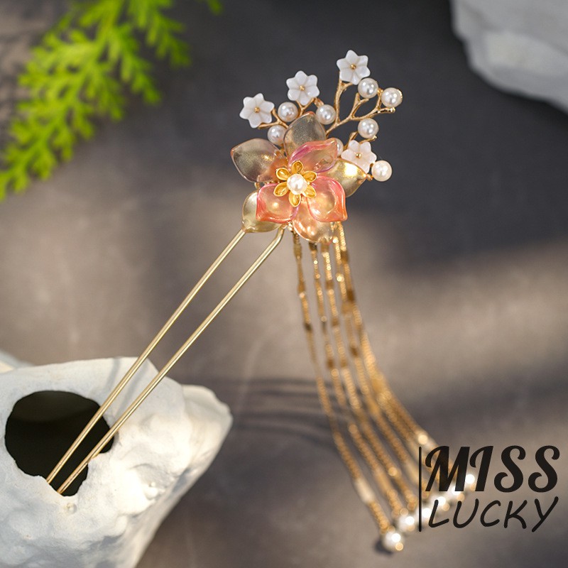 Trâm Cài Tóc Hình Hoa Đính Ngọc Trai Giả Thanh Lịch Cho Nữ