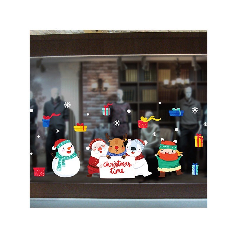 Decal dán tường Noel - cả nhà Noel chào lễ mẫu mới