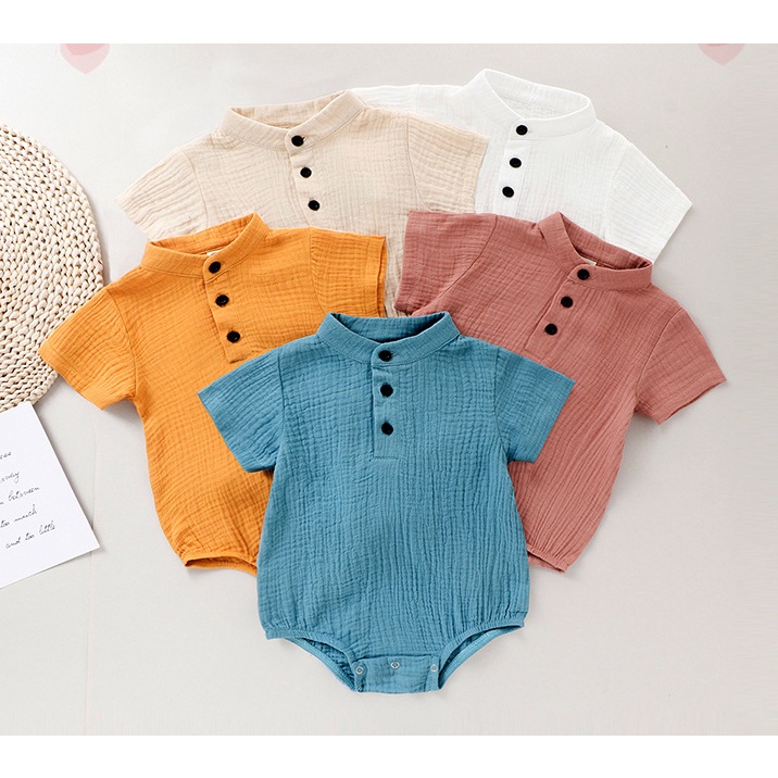 Bộ Body Thời Trang Mùa Hè| Chất Đũi| Tay Ngắn Cho Bé Sơ Sinh Từ 0-18 Tháng.