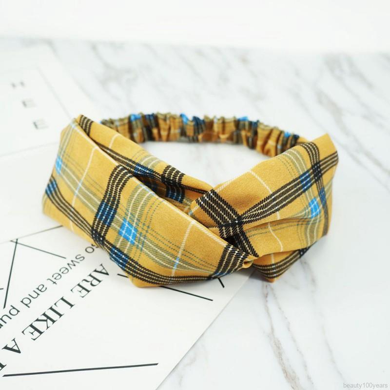 ✿beauty✿ Simple Beautiful Plaid Print Headband Korean Style Fashion New Women's Cross Hair Band