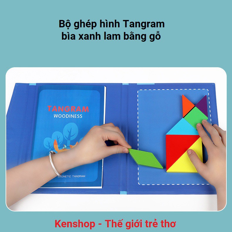 Đồ chơi cho bé Xếp hình gỗ Tangram nam châm có kèm bìa hướng dẫn cho trẻ rèn luyện tư duy sáng tạo KB216066