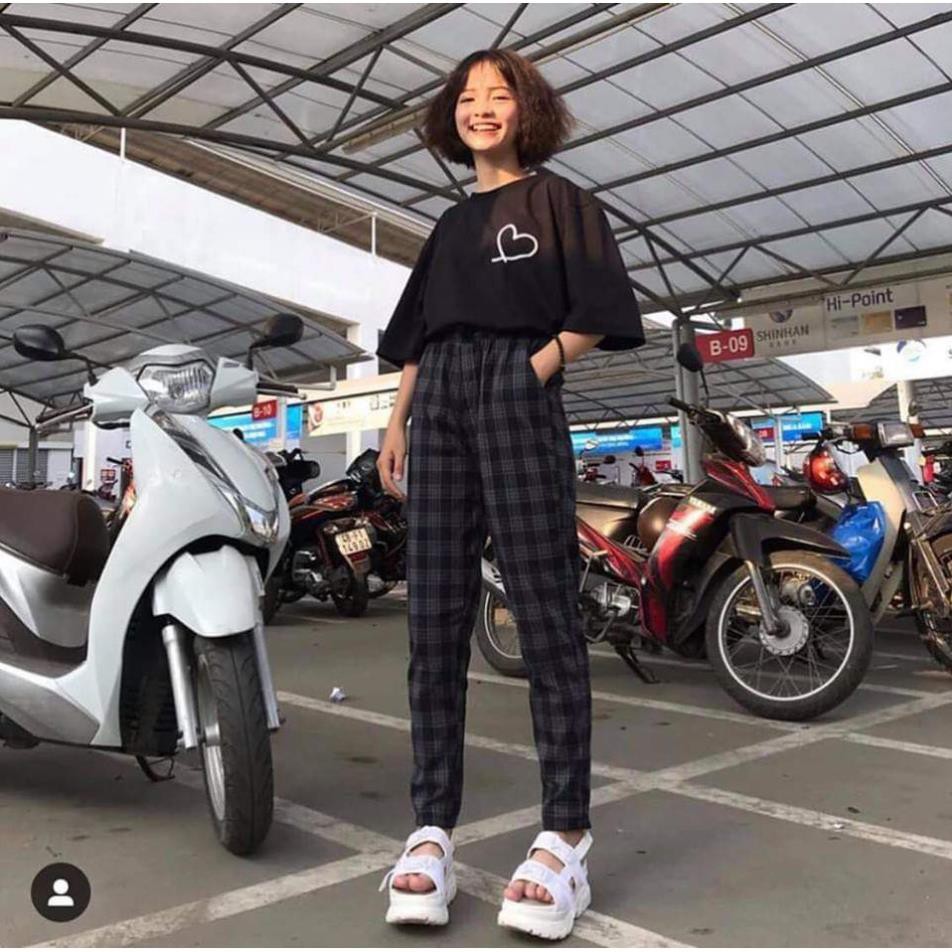 QUẦN SỌC CARÔ XANH ĐEN - PLAID PANTS KAKI UNISEX !