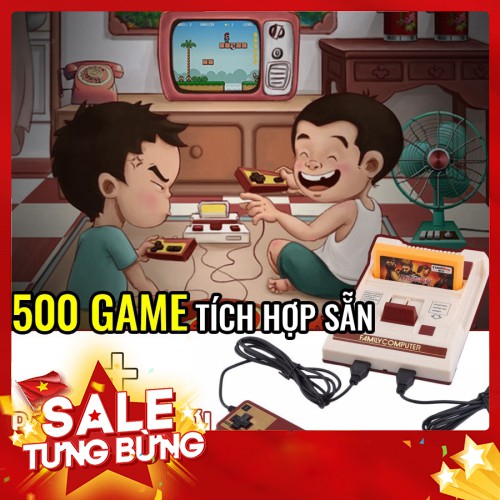 Máy chơi game điện tử 4 nút Family Computer có 500 trò chơi không trùng lặp trong máy + băng 132 trò chơi - Hàng nhập kh