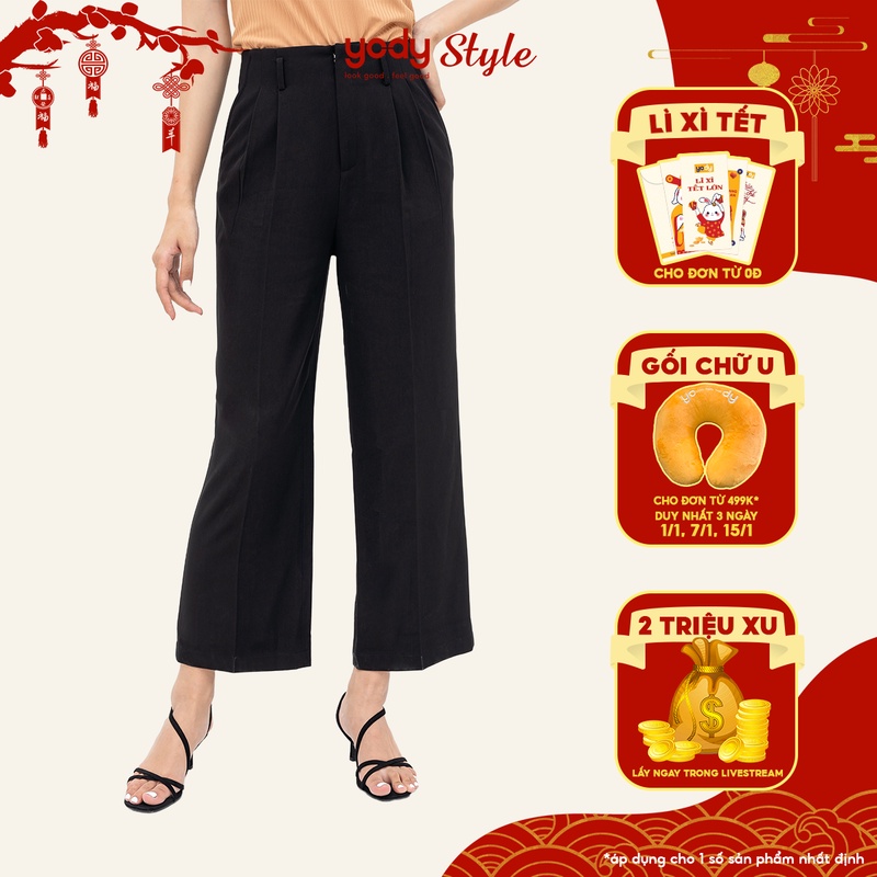 Quần Suông Nữ Ống Rộng Lưng Cao YODY Thanh Lịch Mà Vô Cùng Trẻ Trung QAN4128