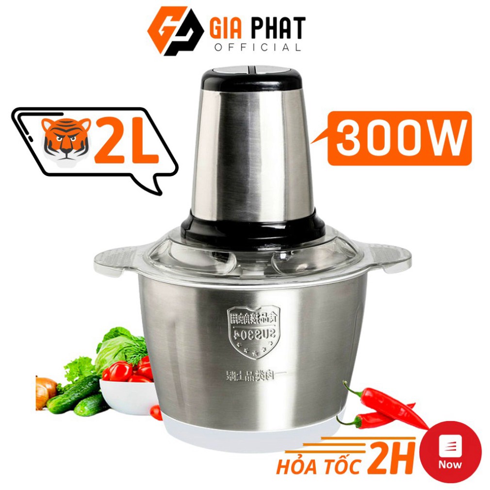 Máy Xay Thịt💖FREE SHIP💖Máy xay sinh tố cầm tay Cối Inox 4 Lưỡi Đa Năng,Công suất 300W xay thịt, tỏi ớt, rau củ quả.