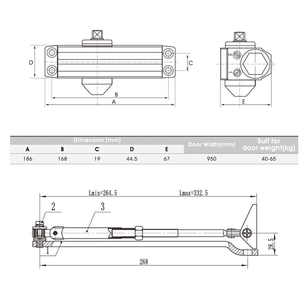 Tay đẩy thủy lực Hafele 499.30.003 EN2-4