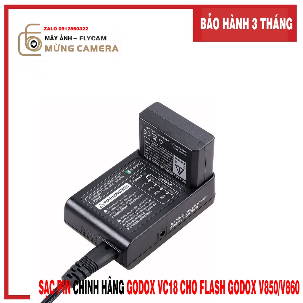 Sạc pin Godox VC18 cho Flash GODOX V850/V860 chính hãng