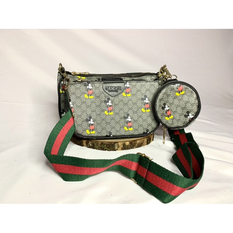 Gucci Túi Đeo Chéo 3 Trong 1 Họa Tiết Chuột Mickey Thời Trang Cho Nữ