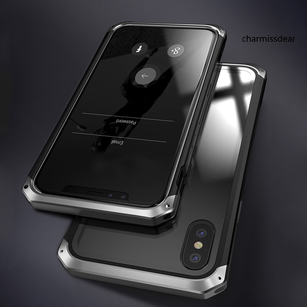 Ốp điện thoại Kính Cường Lực Viền Kim Loại Chống Sốc Cho Iphone 7 / 8 / X / Xs / Xr