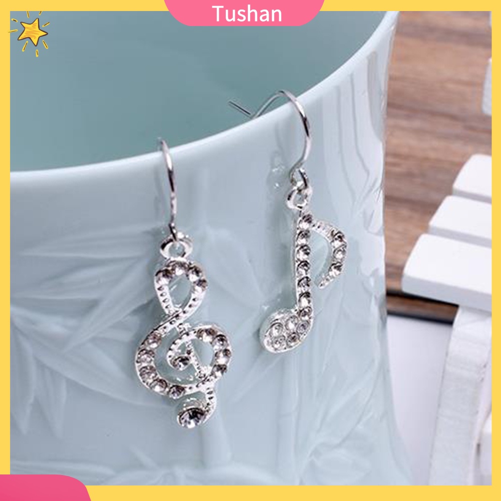 Hoa tai hình nốt nhạc đính đá thời trang dành cho nữ