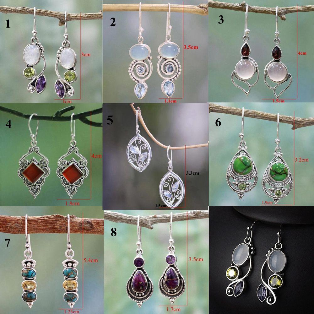 Borag 1 Cặp|Khuyên Tai Dạng Móc Phong Cách Vintage|Váy Cưới Màu Ngọc Lam