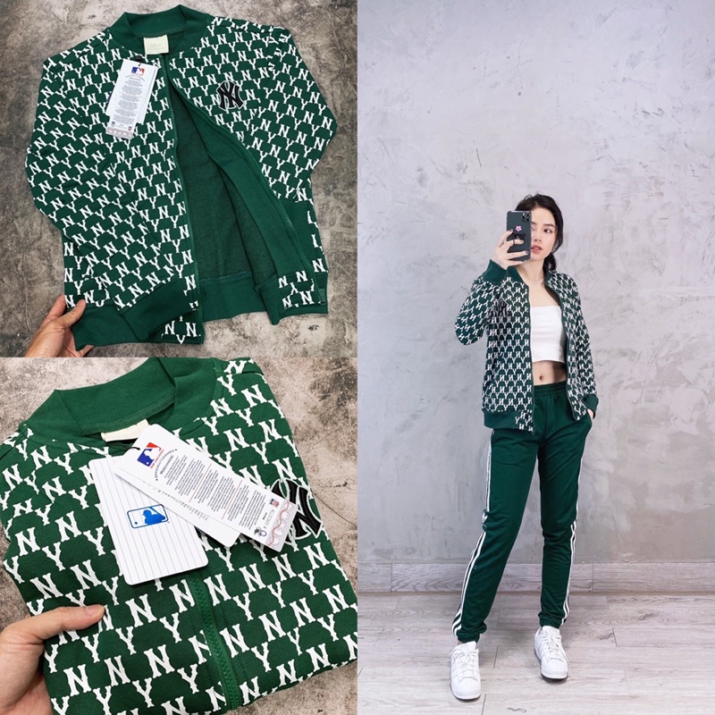 | Ảnh Thật | Áo Khoác N Y Xanh Mono Trắng Nữ